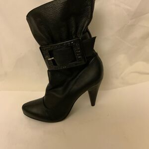 Bakers Womens 'Jezebel' Black Leather Bootie buckle size 8 M